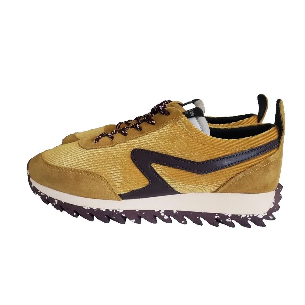Rag & Bone Women's Corduroy Retro Runner Sneakers Size 7 EU 37 Gold Brown
